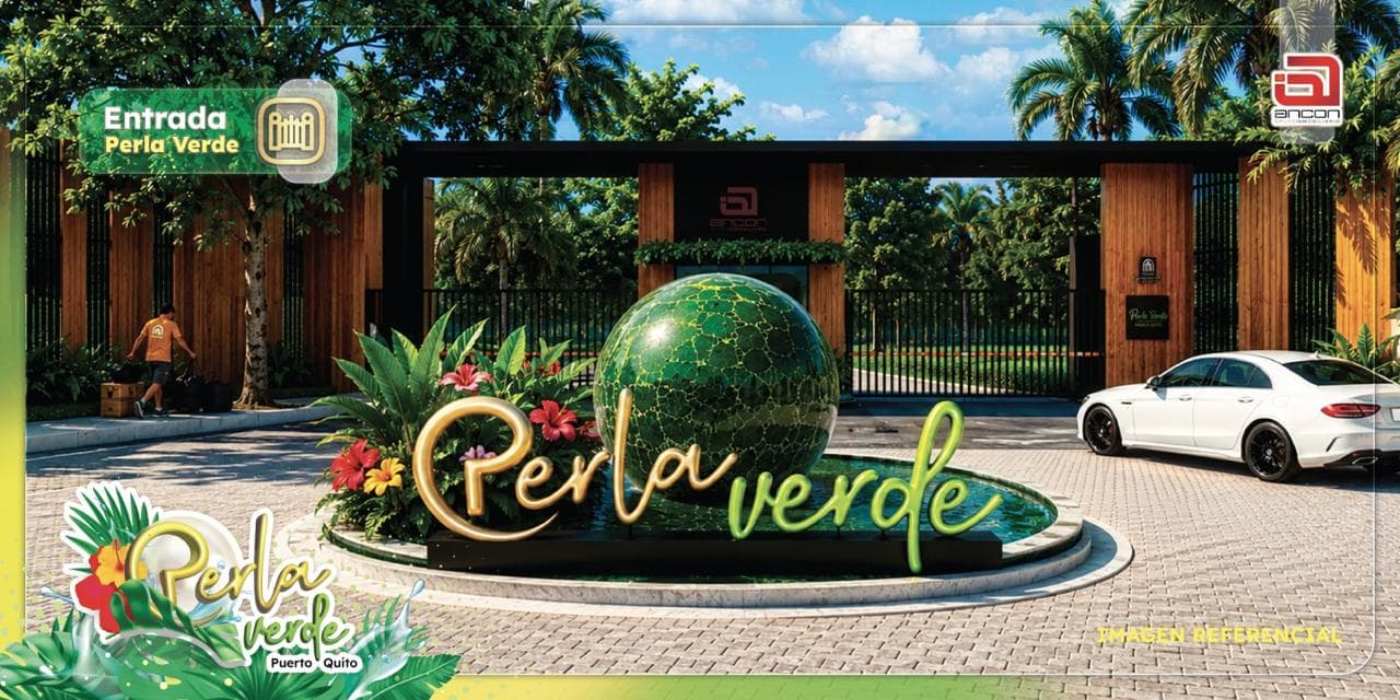 Entrada del proyecto Perla Verde en Puerto Quito, Pichincha, Ecuador
